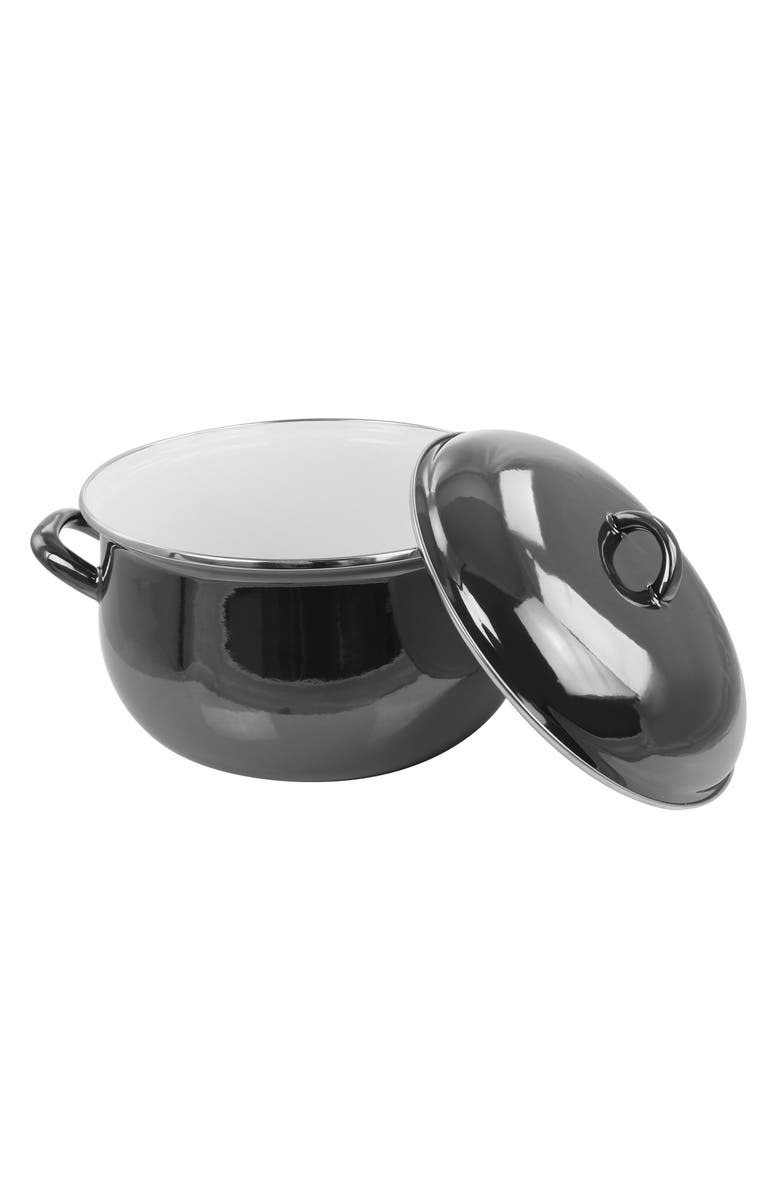 Gibson 6.5 Quart Steel Casserole with Lid, Alternate, color, Black