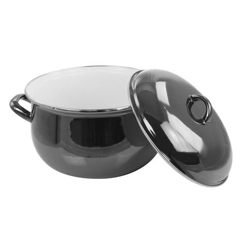 Gibson 6.5 Quart Steel Casserole With Lid In Black