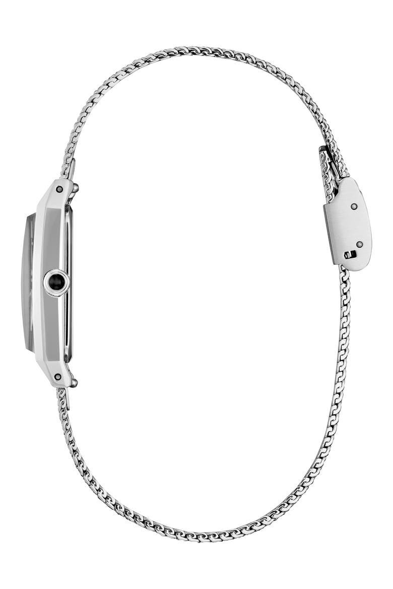 Fio Tank Silvertone Mesh Strap Watch, 14.3mm x 30.7mm, Alternate, color, WHITE/ SILVER-TONE