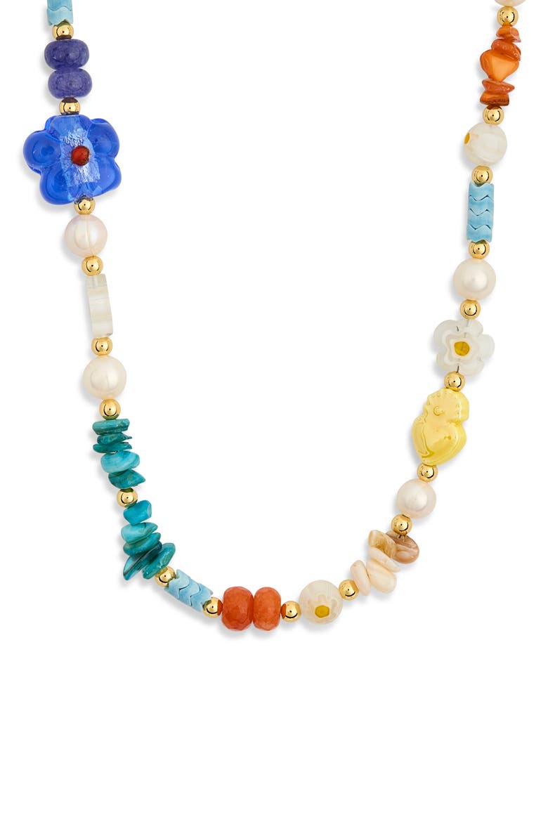 Mireille Assorted Bead Necklace, Main, color, GOLD