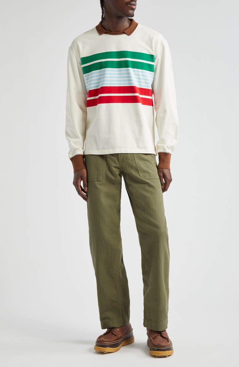 Drake's Long Sleeve Stripe Cotton Rugby T-Shirt, Alternate, color,