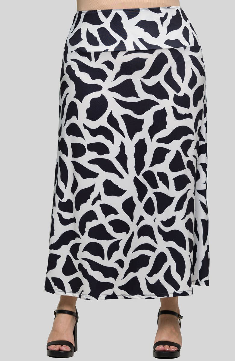 24seven Comfort Apparel Pull-On Maxi Skirt, Main, color, Black Multi