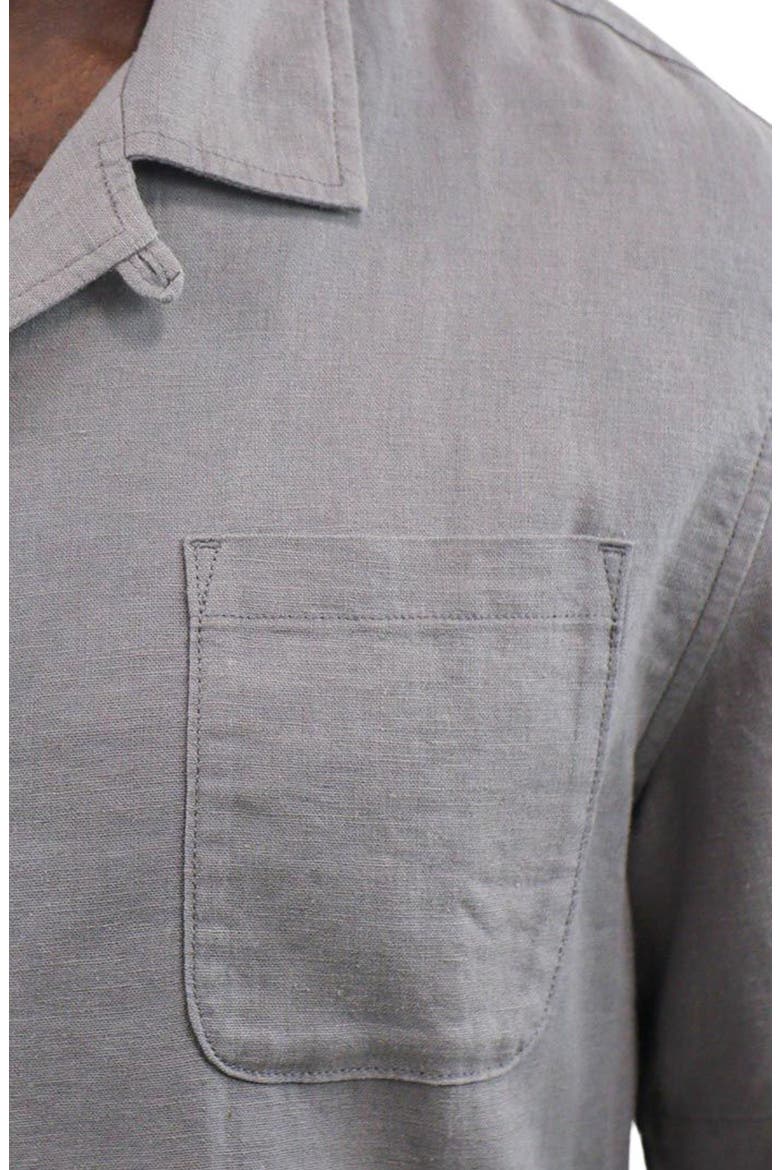 Suffolk Linen Blend Camp Shirt, Alternate, color, CHARCOAL