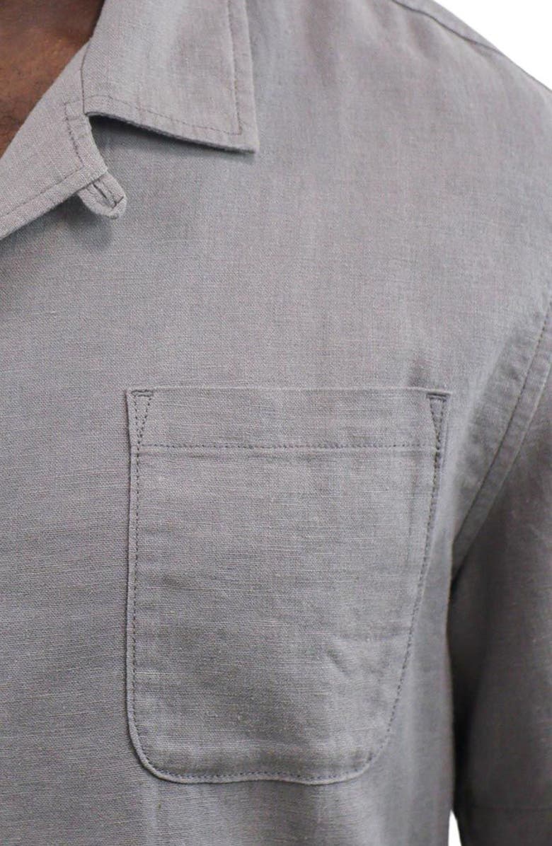 JACHS Suffolk Linen Blend Camp Shirt, Alternate, color, Charcoal