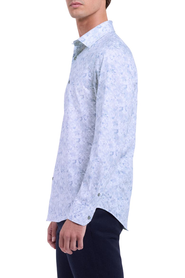 James OoohCotton® Abstract Print Button-Up Shirt, Alternate, color, PLATINUM