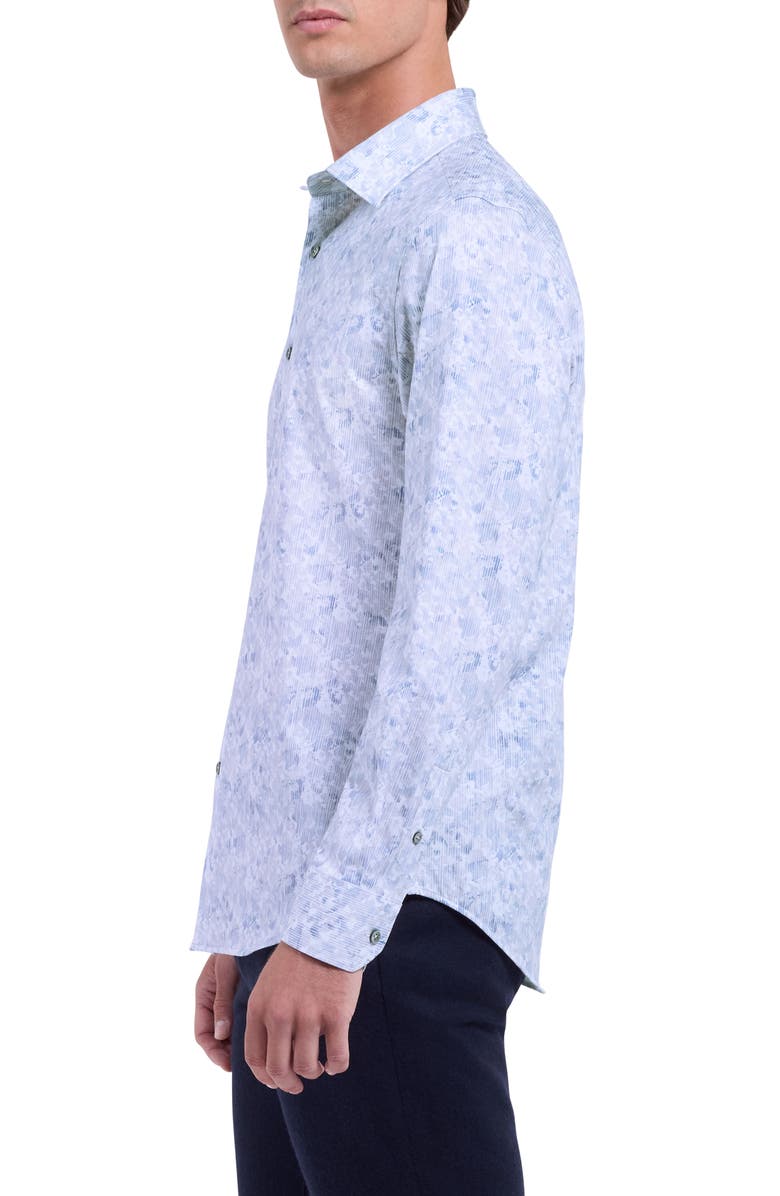 Bugatchi James OoohCotton<sup>®</sup> Abstract Print Button-Up Shirt, Alternate, color, Platinum