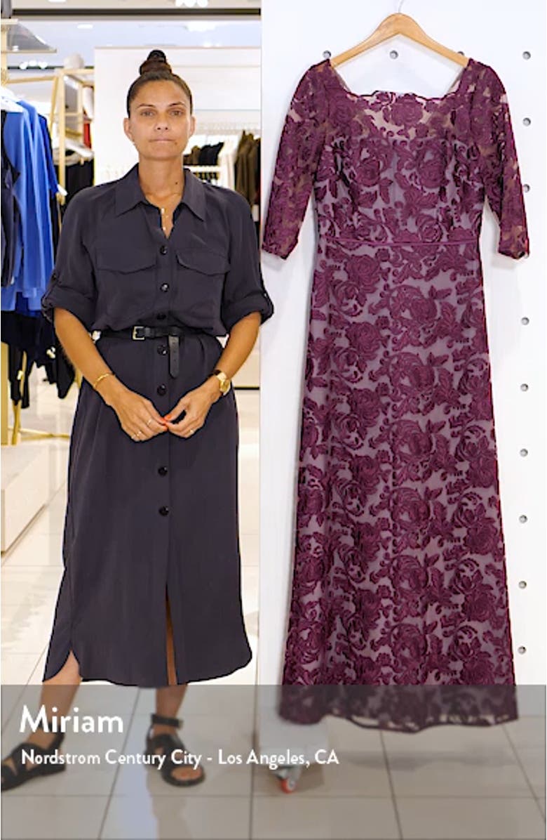 Scallop Neck Embroidered Lace Gown, sales video thumbnail