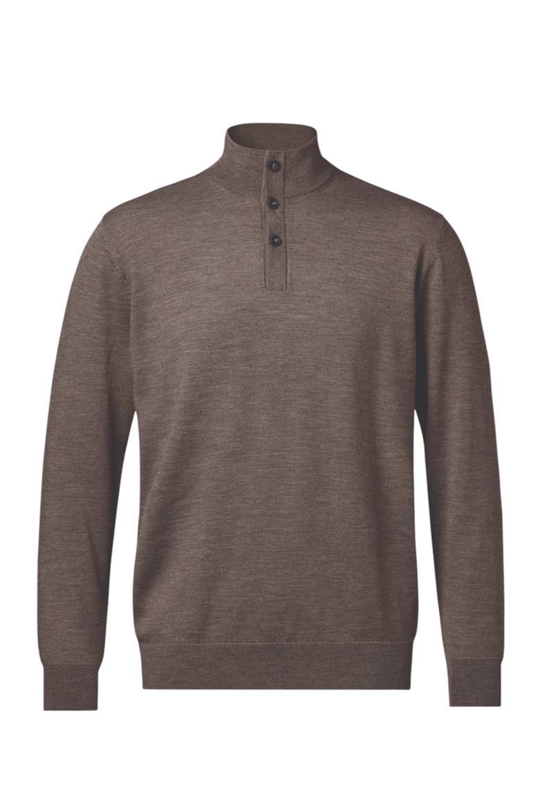 Pure Merino Button Neck Sweater, Alternate, color, Mocha