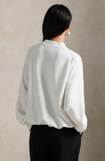 Satin Logo Cotton Blend Fleece Sweatshirt