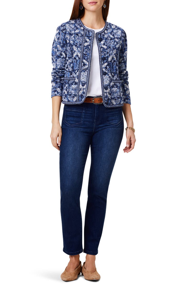 NIC+ZOE Geo Knit Jacket, Alternate, color, Blue Multi