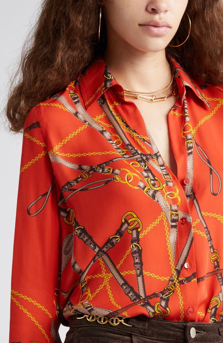 L'AGENCE Nina Print Silk Shirt, Alternate, color, 