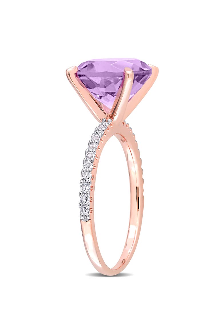 Gemstones Solitaire Ring Plated Silver, Alternate, color, Amethyst/Rose-Plated