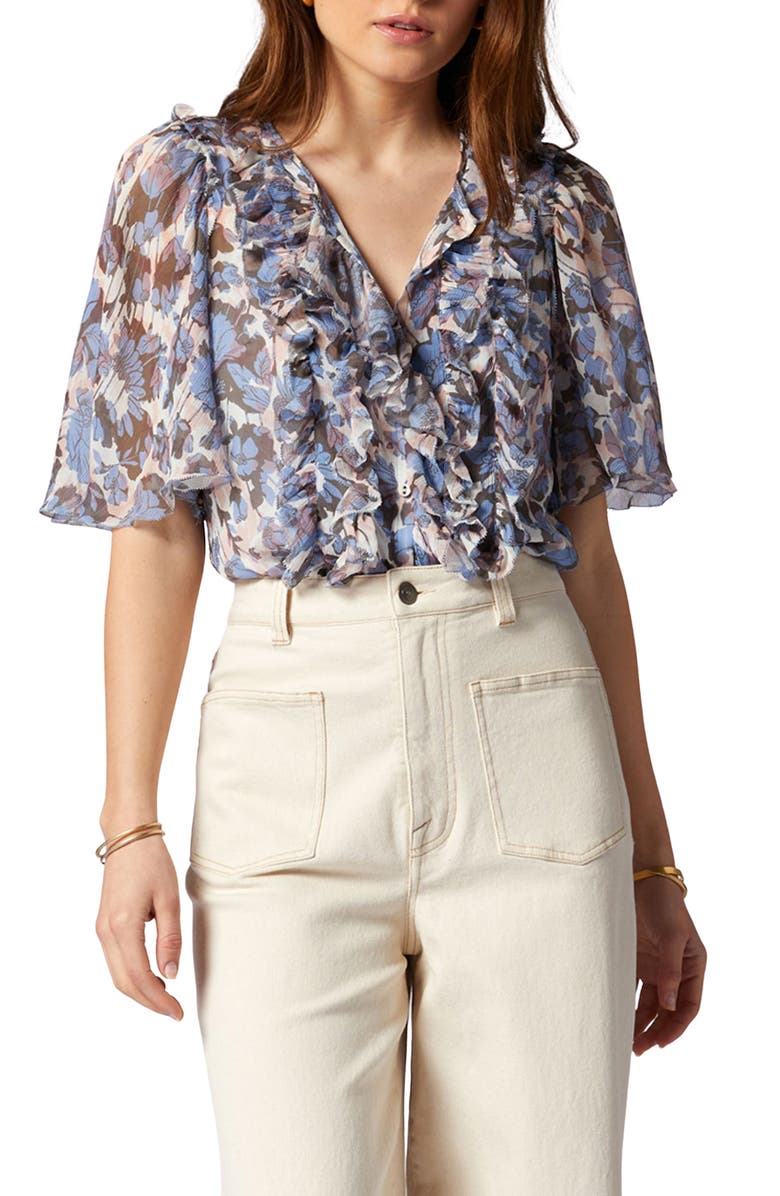 Joie Mikayla Floral Print Silk Blouse, Main, color, 