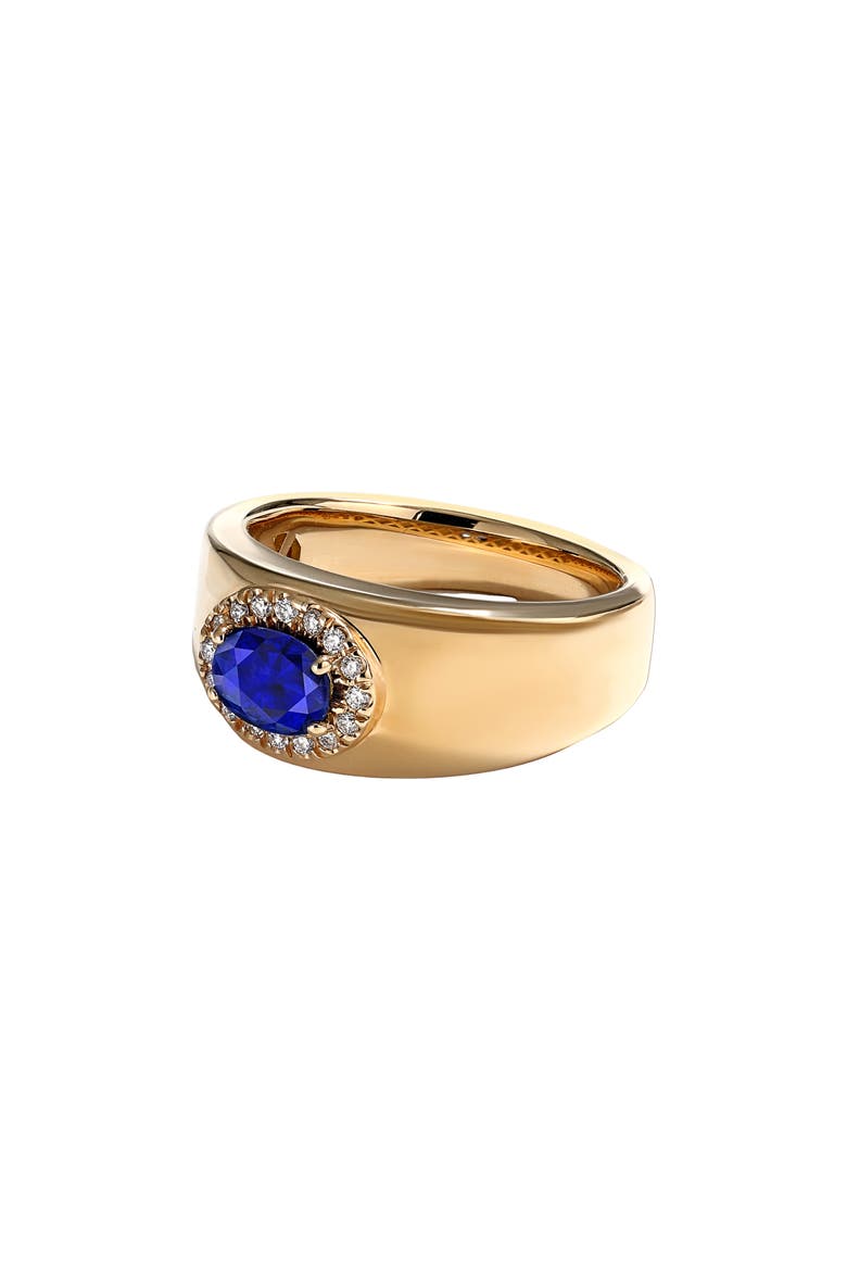 Heirloomed Oval Sapphire & Diamond Cigar Band Ring, Alternate, color, SAPPHIRE