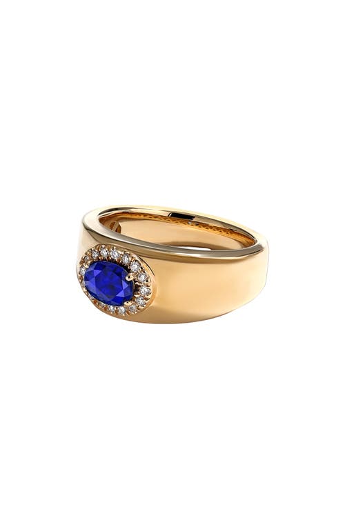 Mark Henry Heirloomed Oval Sapphire & Diamond Cigar Band Ring In Blue