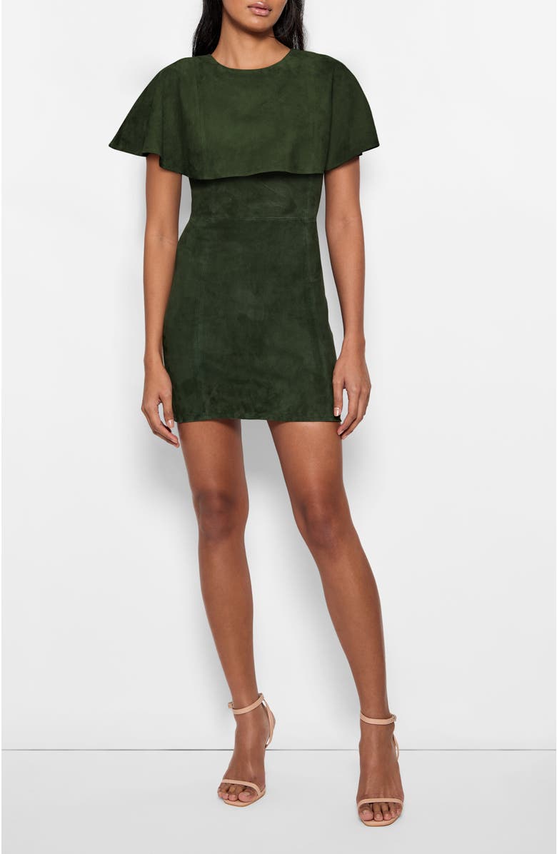 AS by DF Selene Stretch Suede Dress, Main, color, Military Green