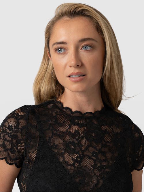 Saint + Sofia Miranda Lace Short Sleeve Tee In Black