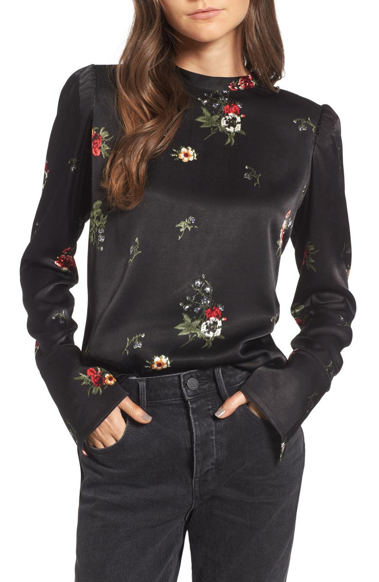 Treasure & Bond x Something Navy Satin Tunic, Main, color,