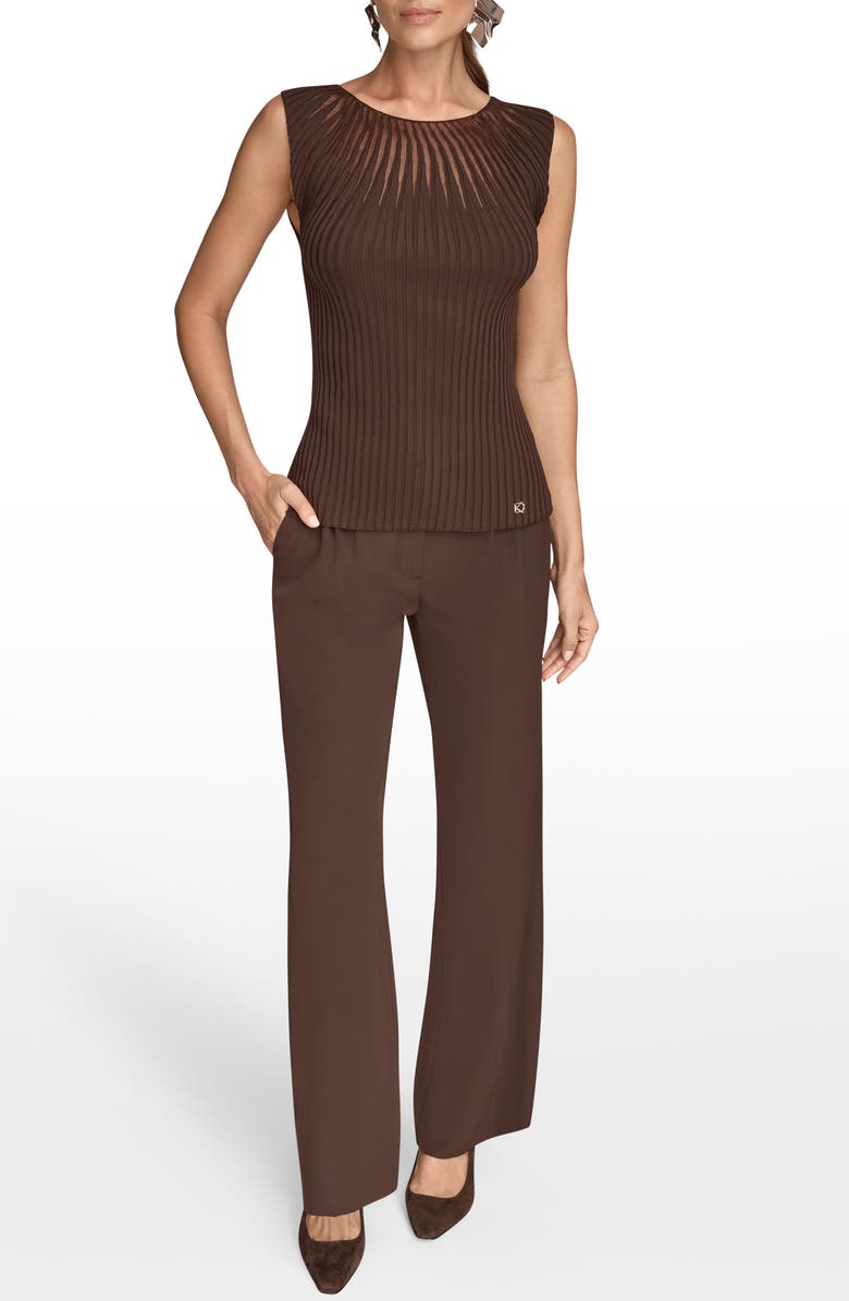 Donna Karan New York Rib Sleeveless Top, Alternate, color, Chocolate