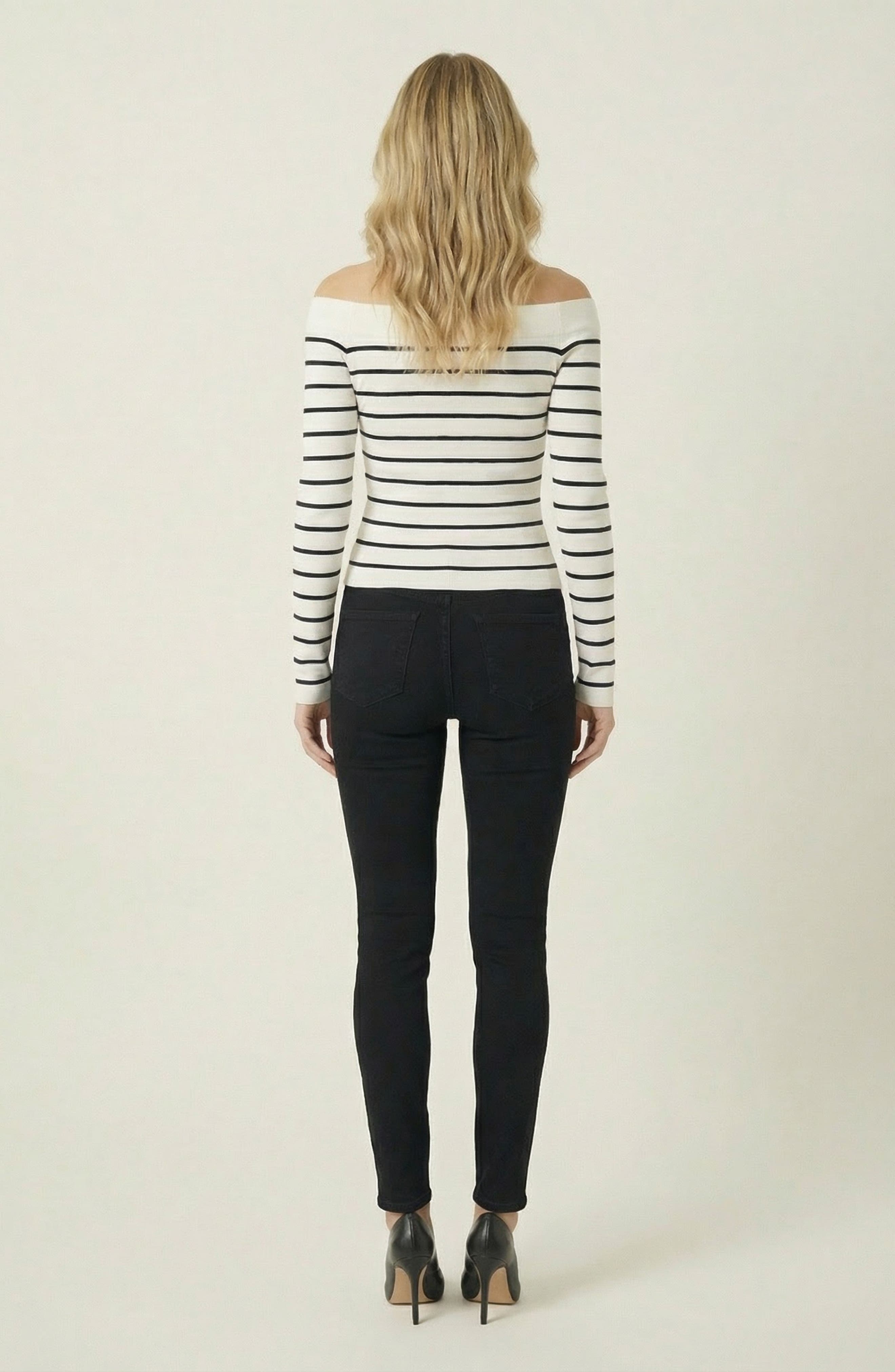 Off the Shoulder Striped Knit Top - image 2