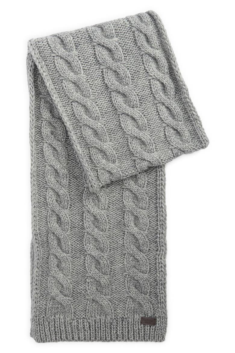 Jesmond Cable Stitch Scarf & Beanie Set, Alternate, color, MID GREY