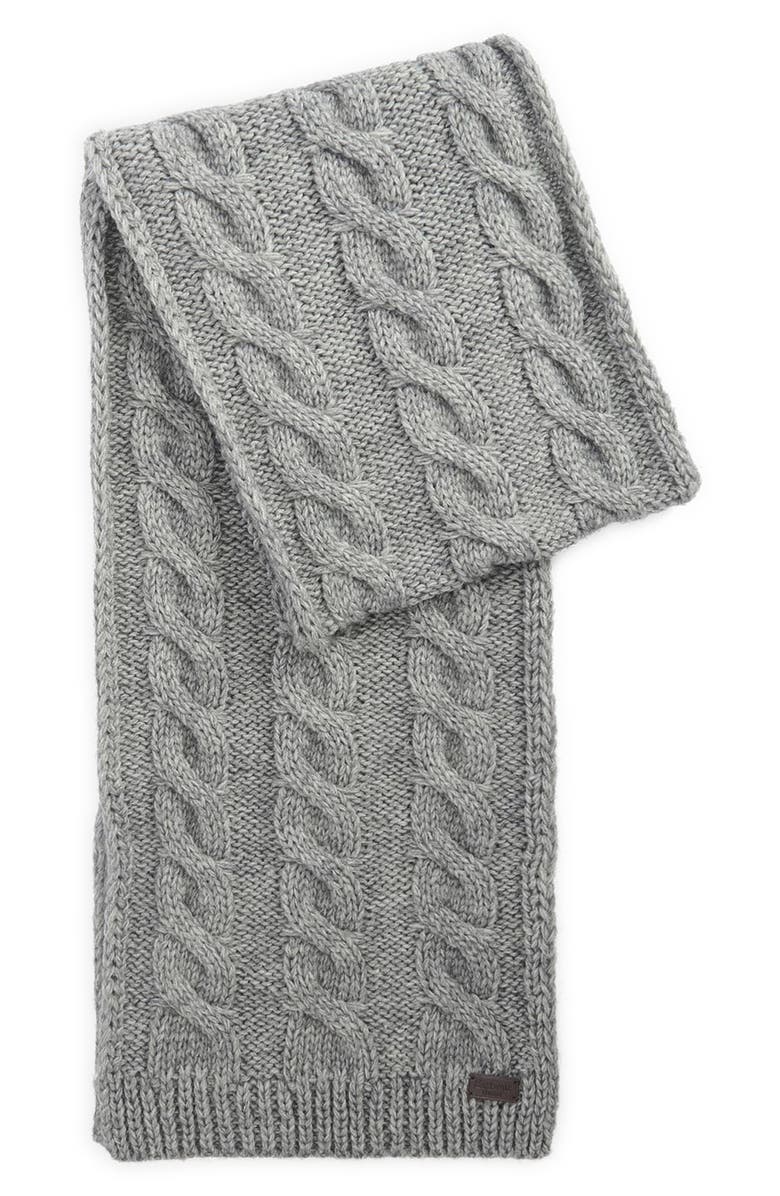 Barbour Jesmond Cable Stitch Scarf & Beanie Set, Alternate, color, Mid Grey