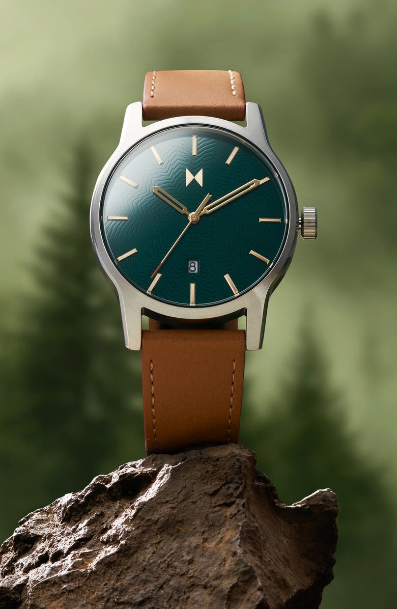 MVMT Classic II Alpine Treasure Leather Strap Watch, 44mm, Alternate, color,