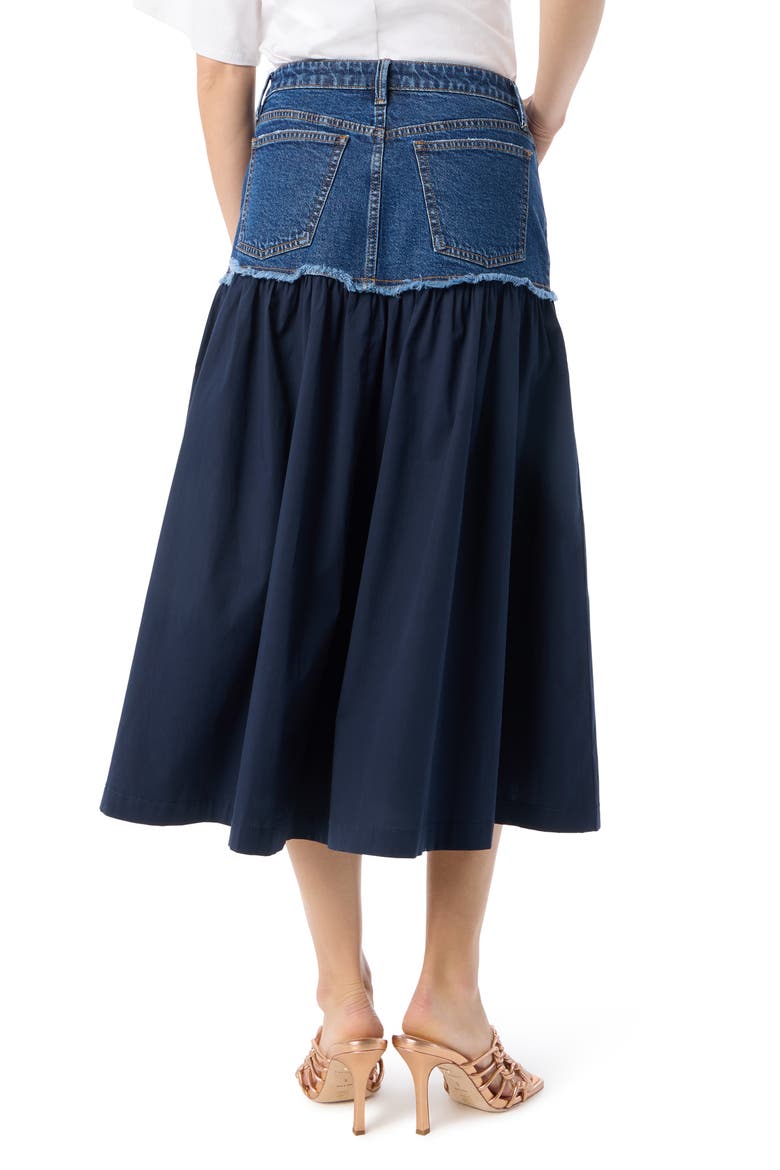 Combo Tiered Denim Maxi Skirt, Alternate, color, OCEANA WASH / NAVY