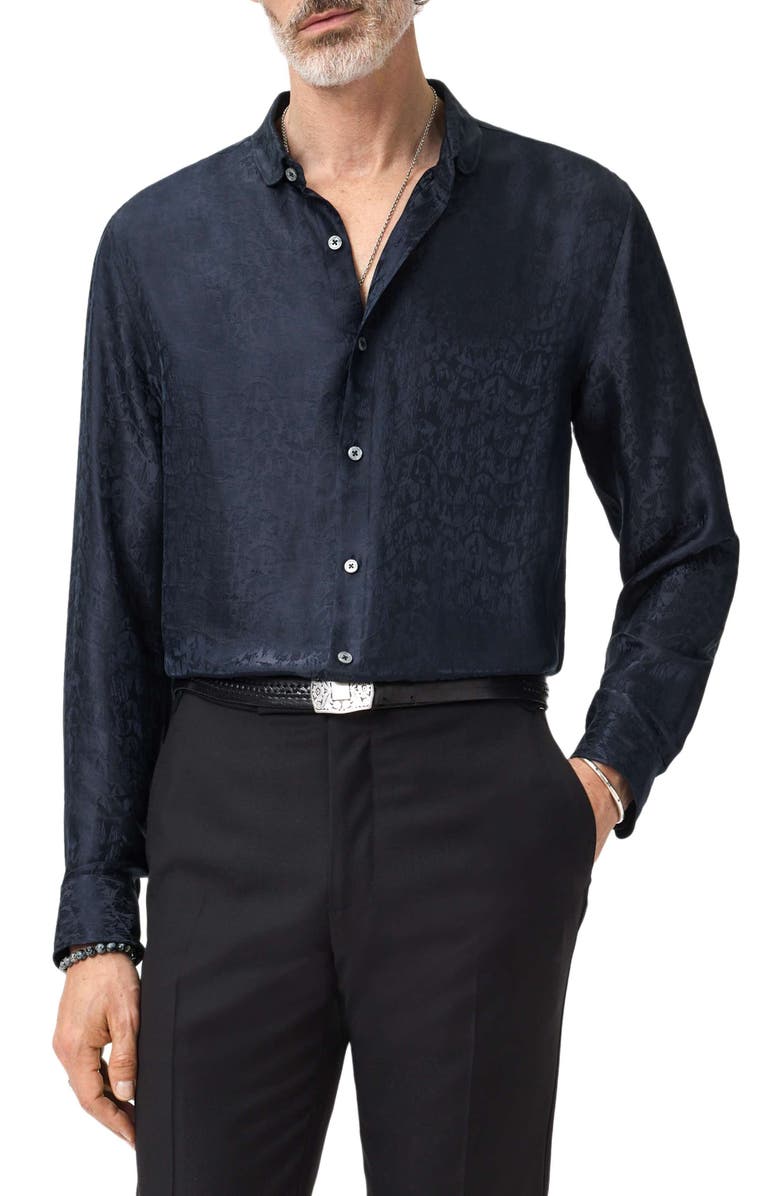 John Varvatos Orchard Abstract Jacquard Button-Up Shirt, Main, color, Thistle