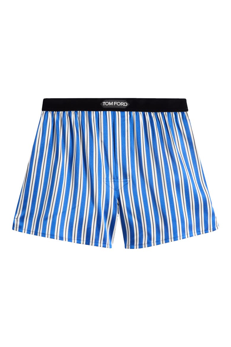 Stripe Stretch Silk Boxer Shorts, Alternate, color, BLUE/ WHITE