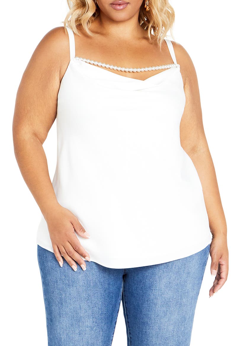 Dakota Imitation Pearl Cowl Neck Camisole, Main, color, IVORY