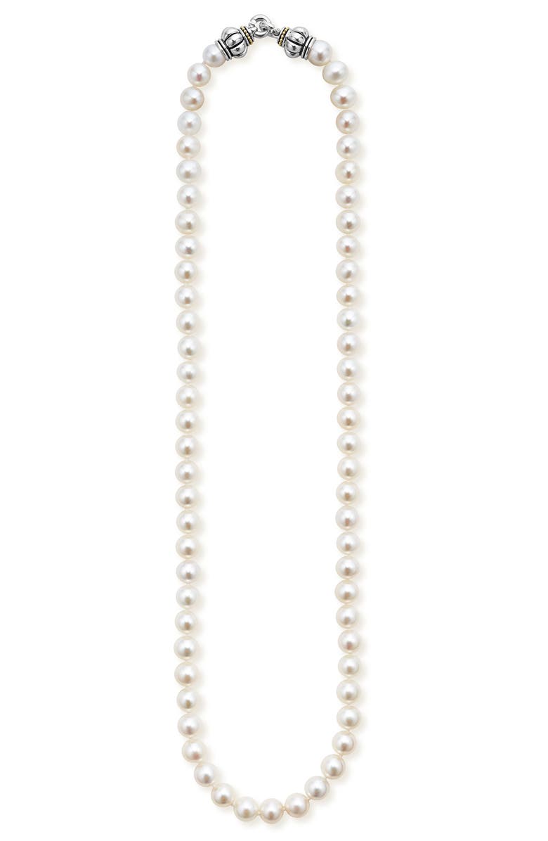 LAGOS Luna Freshwater Pearl Necklace, Main, color, Silver