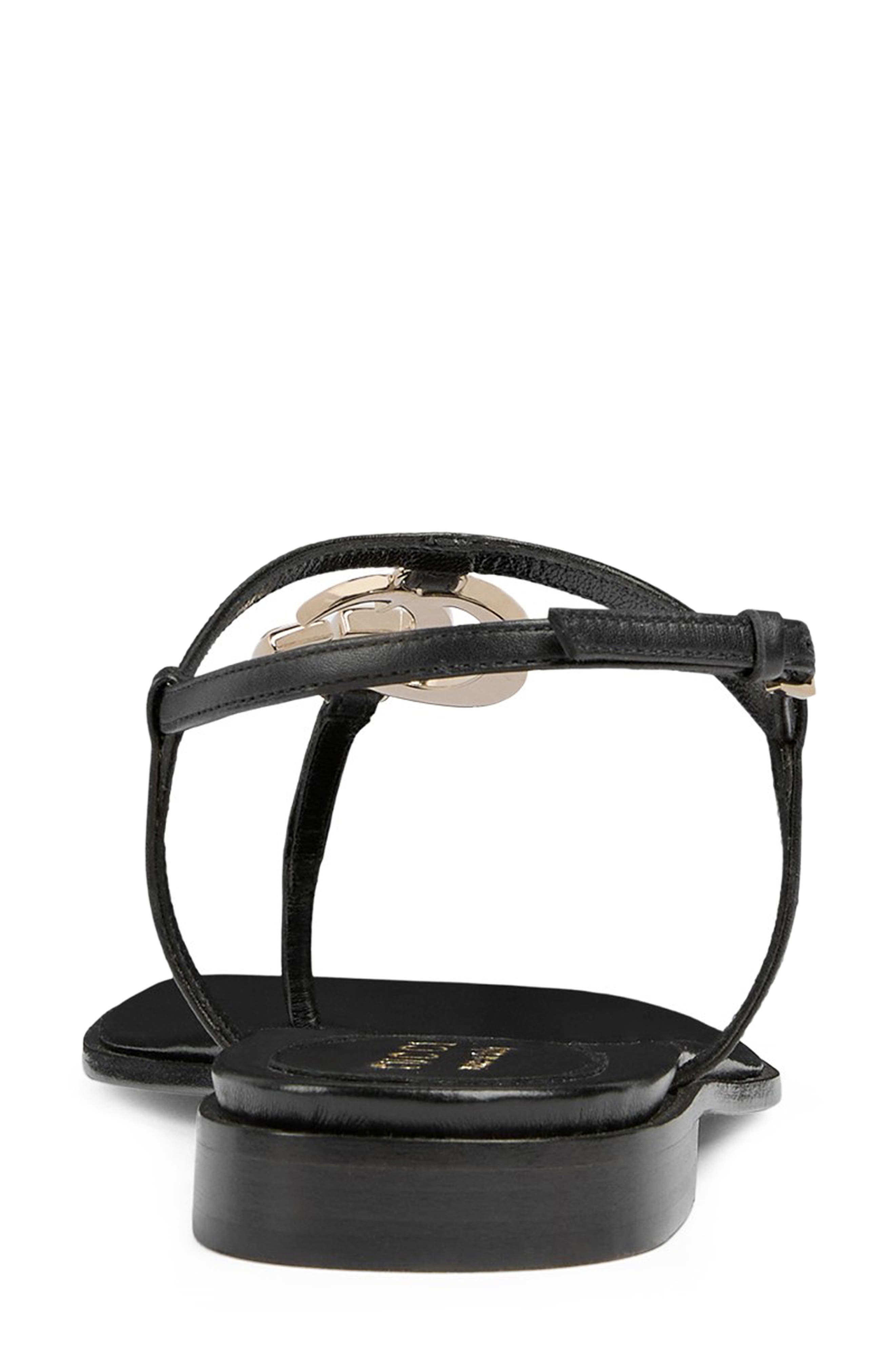 Gucci Marmont GG T-Strap Sandal, Alternate, color, Black