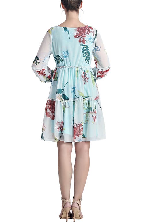 Kimi & Kai Aliz Long Sleeve Maternity Babydoll Dress In Blue