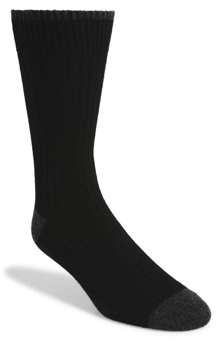 Nordstrom Rib Crew Socks, Main, color, Black