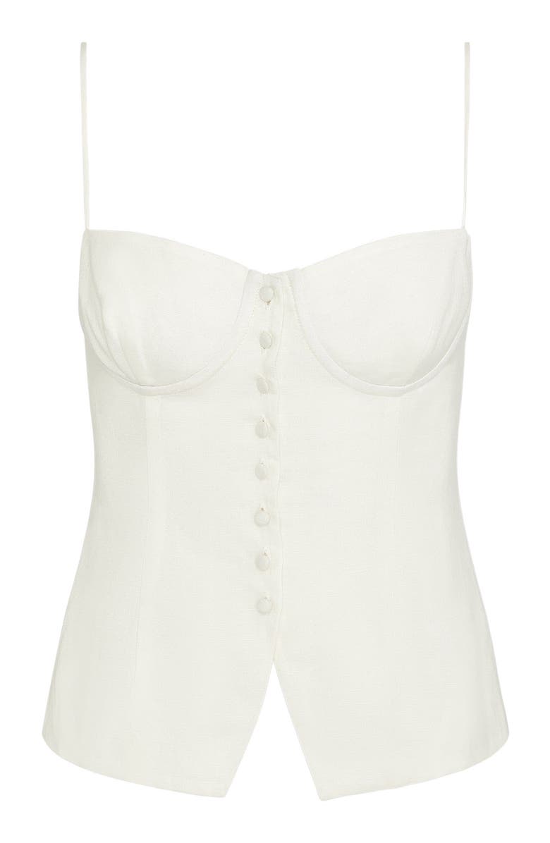 Onia Air Linen Fitted Corset Underwire Top, Alternate, color, Egret