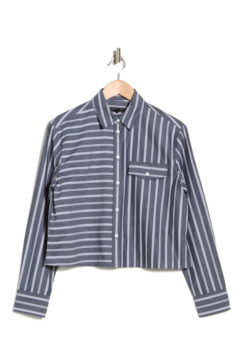 Mina Multistripe Button-Up Shirt, Alternate, color, NAVY MULTI