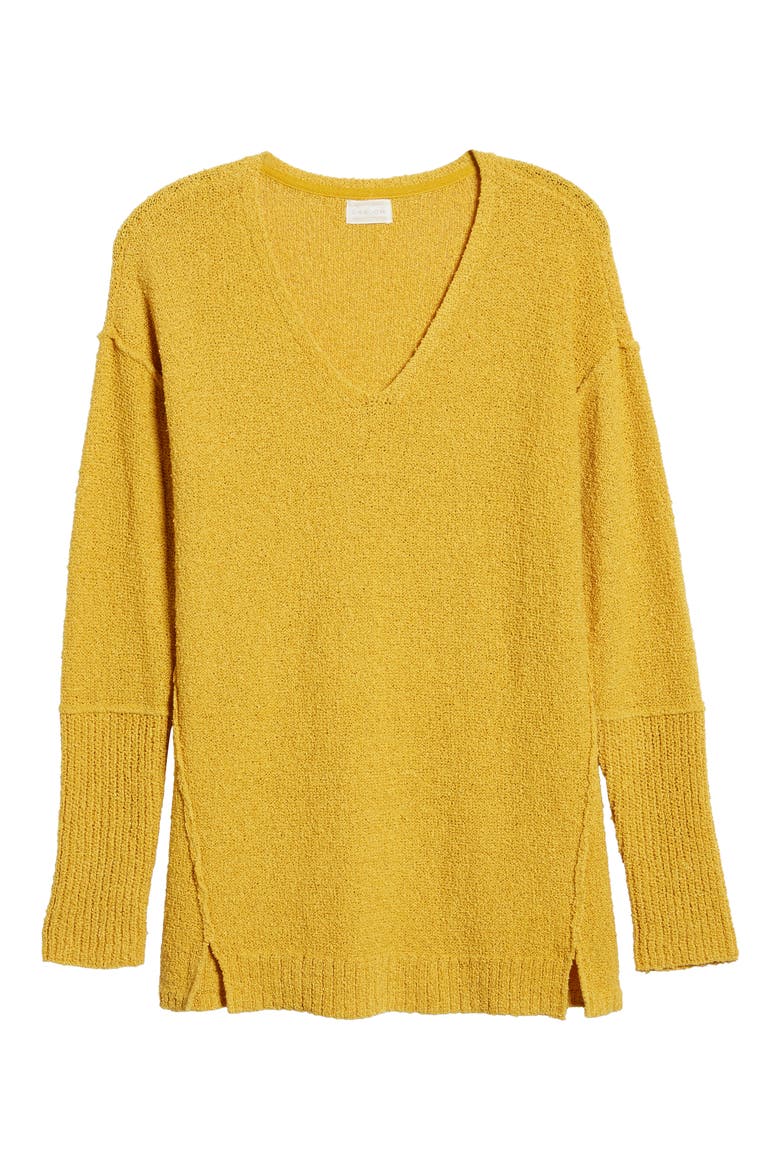 Bouclé Tunic Sweater, Alternate, color, YELLOW GOLD