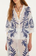 FARM Rio Nina Embroidery Open Stitch Cotton Cover-Up Top