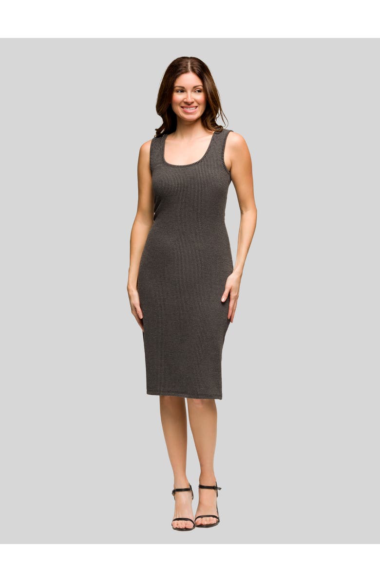 24seven Comfort Apparel Fitted Sleeveless Side Slit Midi Dress, Main, color, Black