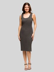 24seven Comfort Apparel Fitted Sleeveless Side Slit Midi Dress