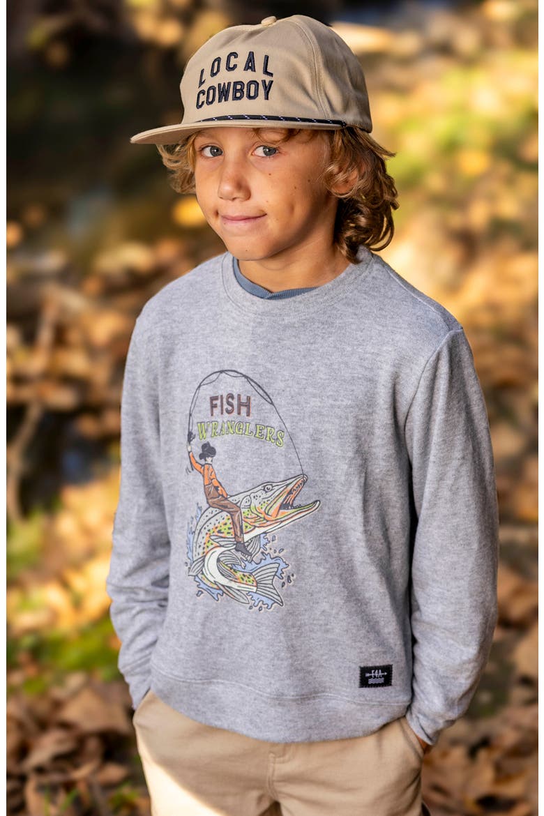 Kids' Fish Wrangler Hacci Knit Pullover, Alternate, color, HEATHER GRAY