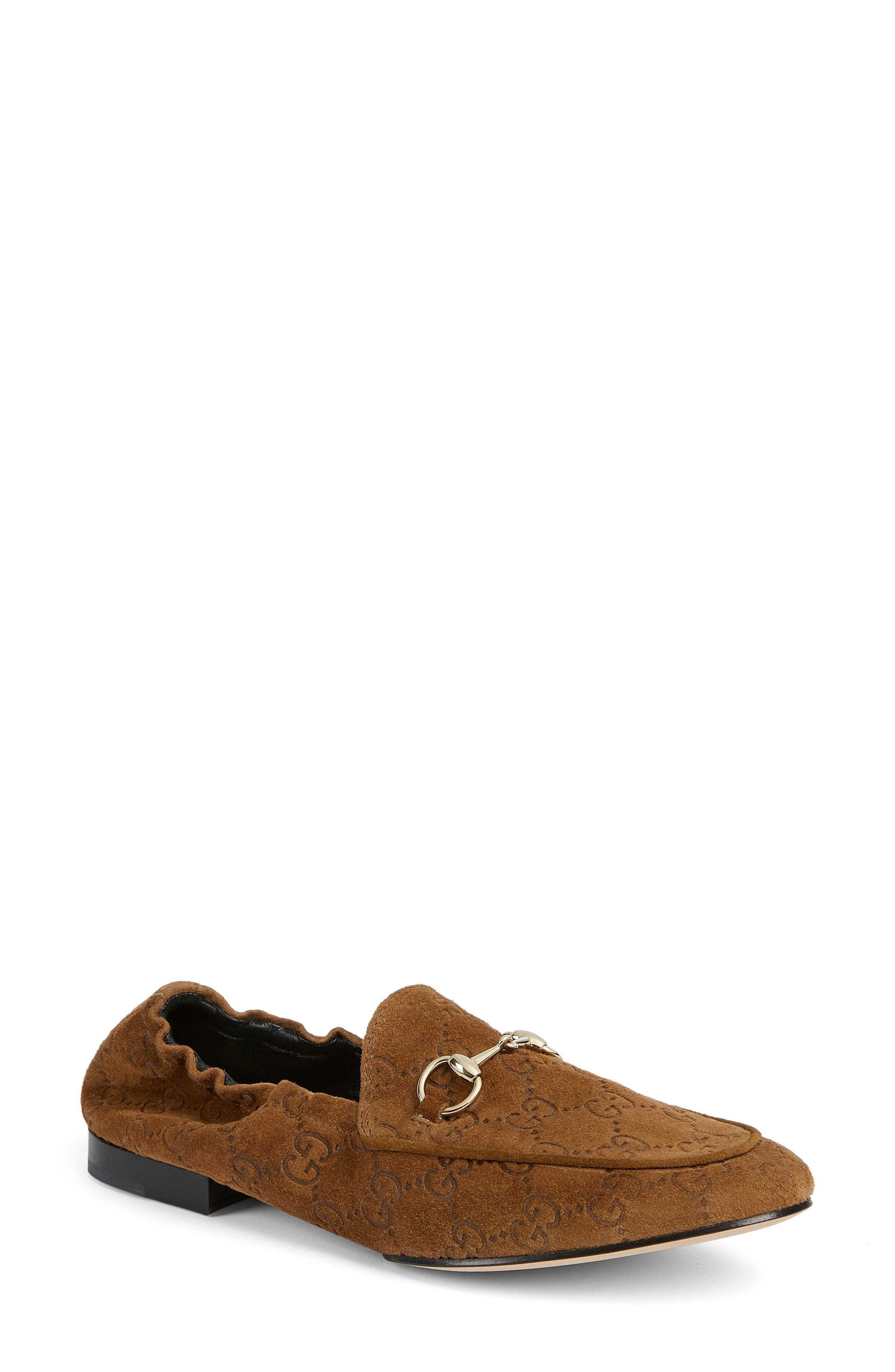 Gucci Jordaan GG Motif Bit Loafer, Main, color, Brown