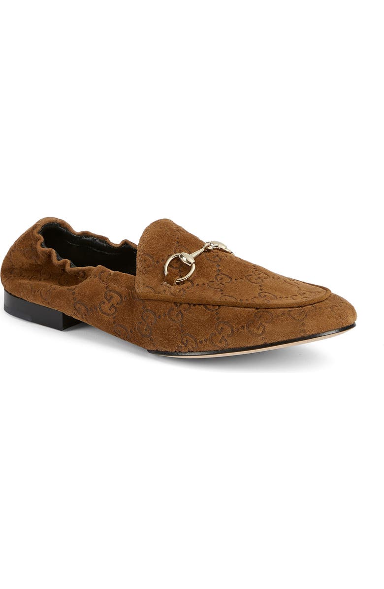 Gucci Jordaan GG Motif Bit Loafer, Main, color, Brown