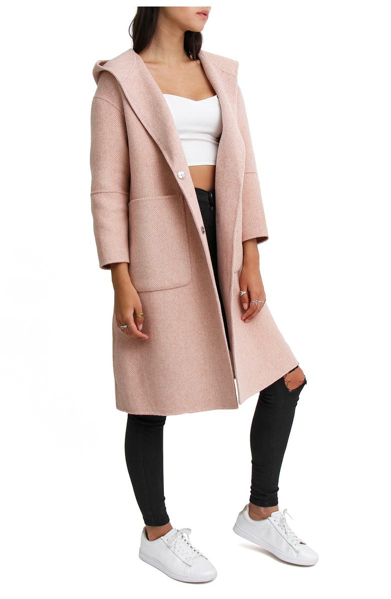 Belle & Bloom Walk This Way Wool Blend Oversized Coat, Alternate, color, Pink