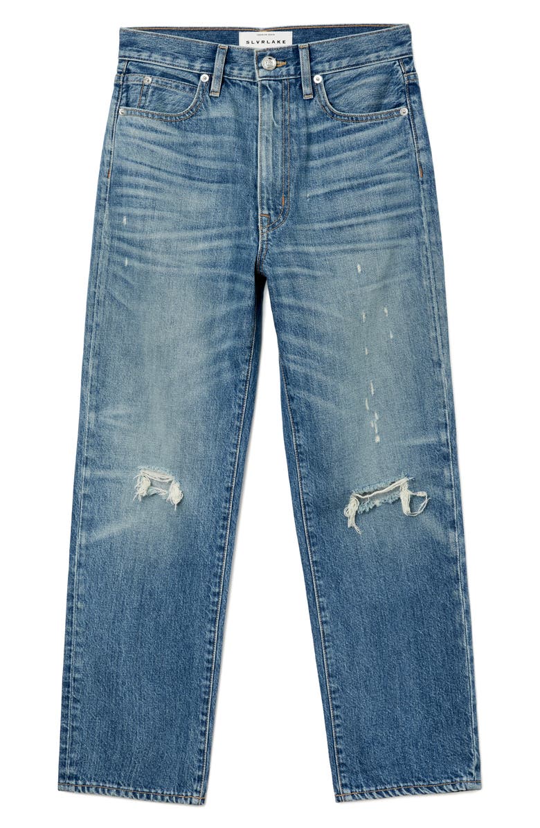 SLVRLAKE London Ripped High Waist Crop Straight Leg Jeans, Alternate, color,