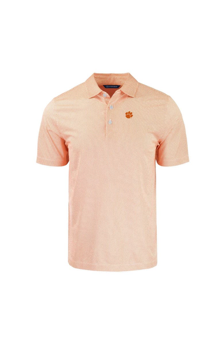 Cutter & Buck Men's Cutter & Buck Orange/White Clemson Tigers Pike Eco Symmetry Print Stretch Recycled Polo, Alternate, color, 