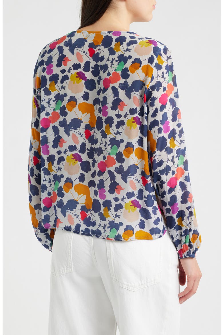 Print Tie Front Top, Alternate, color, NAVY MULTI