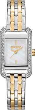 DKNY Signature Shape Crystal Bezel Tank Bracelet Watch, 20mm x 33mm
