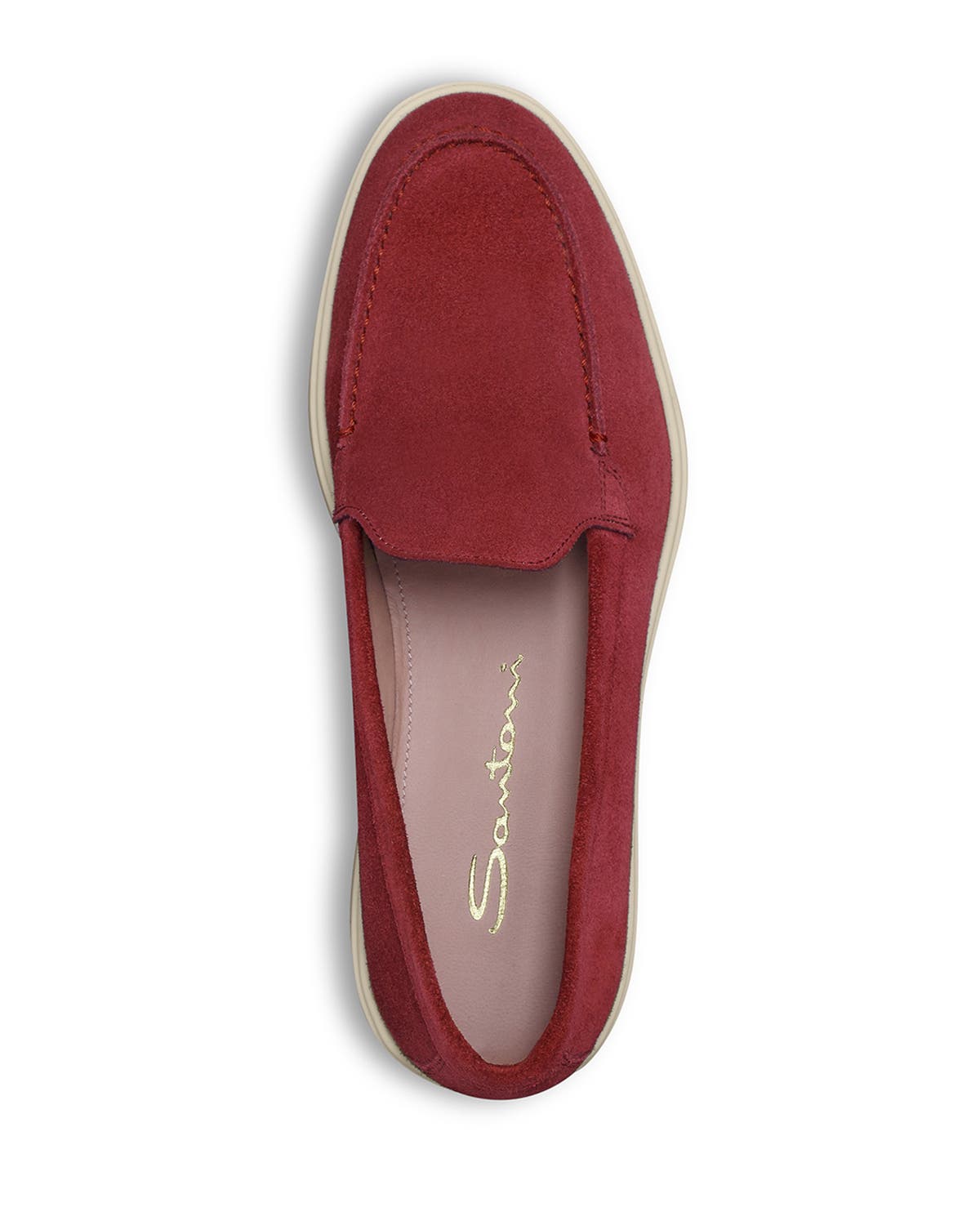 Santoni Women's suede loafer, Alternate, color, Red